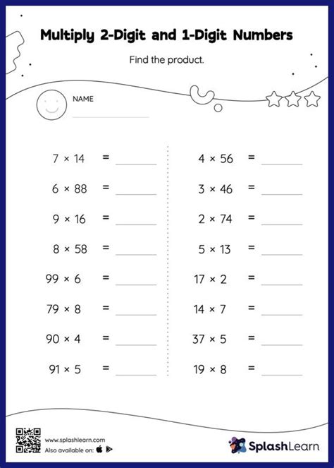 Multiplication Worksheets 2 Digit Times 1 Digit Worksheets Library