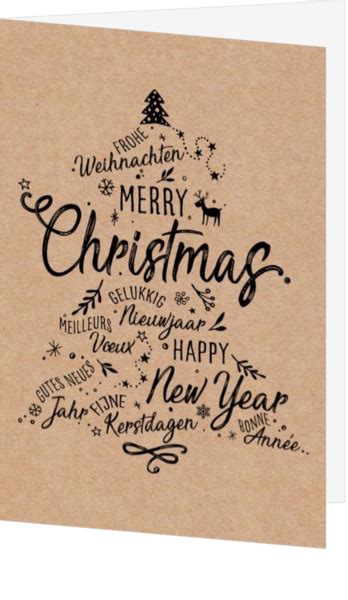 Kerstkaart Typografische Kerstboom ChristmasCard Be