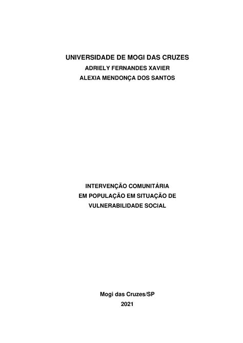 Projeto de intervenção Abomoras UNIVERSIDADE DE MOGI DAS CRUZES