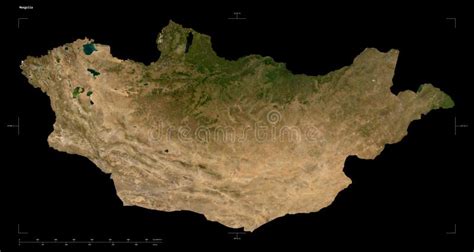 Mongolia Shape on Black. Low-res Satellite Stock Illustration ...