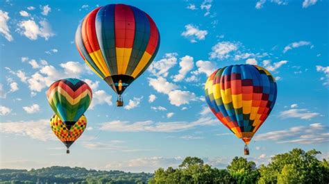 Premium Photo Vibrant Hot Air Balloons Floating In The Sky AI