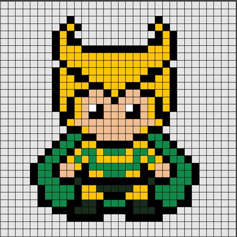 Plantillas Hama Beads Loki Marvel Vengadores Pixel Art Naruto Pixel ...