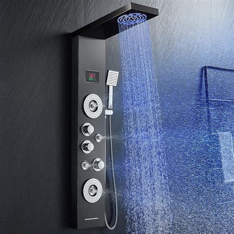 Rovogo Retrofit Shower Panel With Led Rain Shower 2 Body Jets And