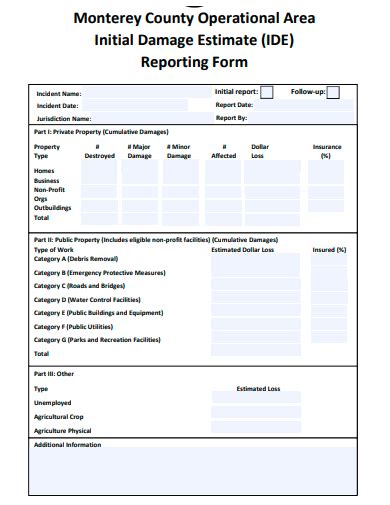 Free Damage Estimate Samples In Pdf