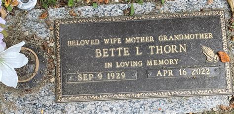 Bette L Ertel Thorn 1929 2022 Find A Grave Memorial