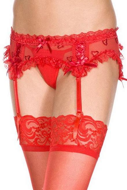 Red Sequin Embroidered Garterbelt Spicy Lingerie