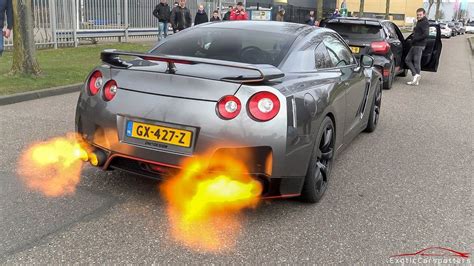 CRAZY Nissan GT R R35 INSANE Pops Bangs Flames Launch Controls