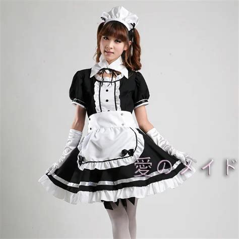 Traje de mucama para mujer vestidos de Lolita gótica K ON de Anime