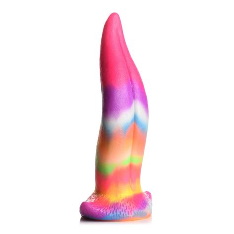 Creature Cock Unicorn Tongue Glow In The Dark Silicone Dildo Multi