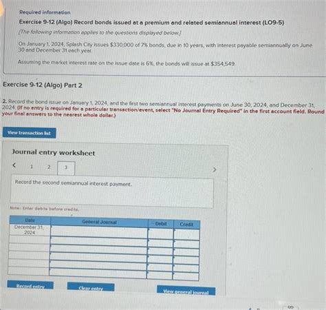 Solved Required Information Exercise 9 12 Algo Record Chegg