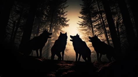 Premium Photo | Forest wolves transported silhouette concept