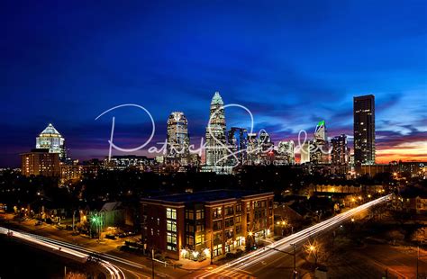 Charlotte Skyline At Dusk As Seen From Brookshire Freeway Area Patrick Schneider Charlotte