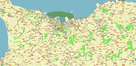 Basse Normandie France Vector Map Exact Extra Detailed All Roads Cities Towns Map Editable