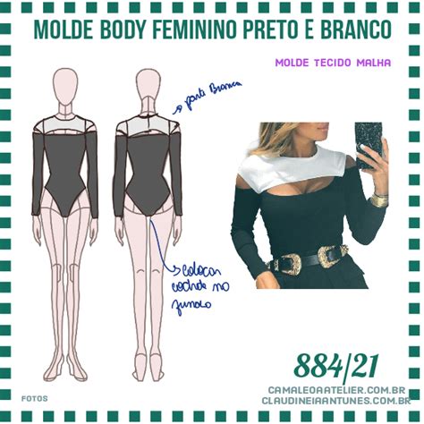 Molde Body Feminino Preto E Branco 88421 Camaleoa Atelier De Costura