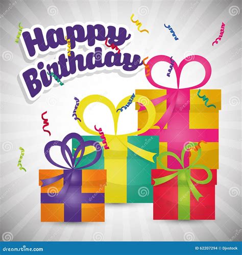 Happy Birthday Colorful Card Stock Vector Illustration Of T Beautiful 62207294