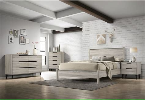 Elements International Ernesto 4pc Panel Bedroom Set In Grey