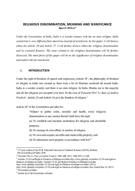 Doc Religious Denomination Meaning And Significance