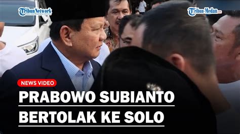 Berkunjung Ke Solo Prabowo Subianto Disambut Sejumlah Relawan Gibran