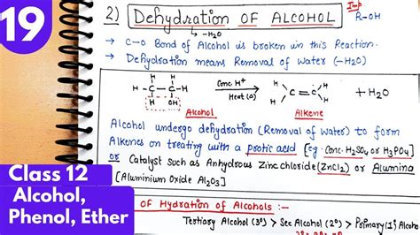 19 Dehydration Of Alcohol With Mechanism Saytzeff Rule For Alkene