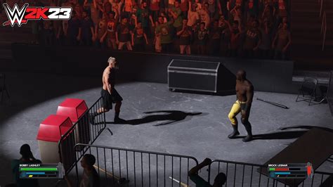 WWE 2K23 Fighting In The Crowd Brock Lesnar Vs Bobby Lashley Full