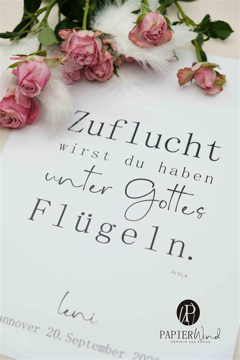 Taufspruch Psalm Zuflucht Unter Gottes Fl Geln Platzkartenhalter