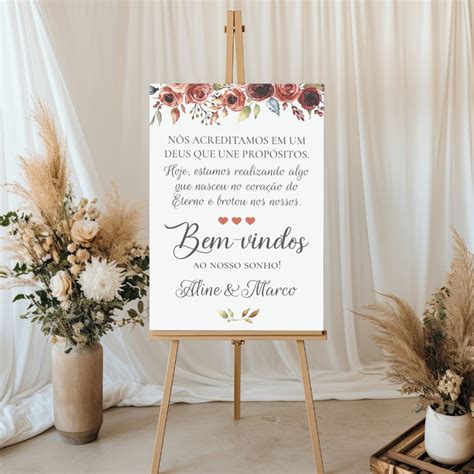 Placa Casamento Bem Vindos Recep O Personalizada Elo