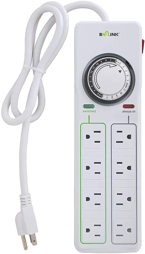 BN-LINK 8 Outlet Surge Protector with Mechanical Timer (4 Outlets Timed ...