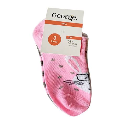 Tines George para Niña Multicolor Corte Bajo Conejo 3 Pares Talla 7 9