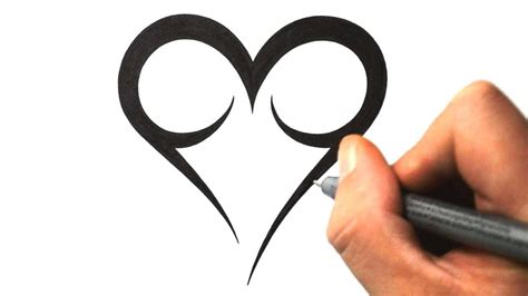 How To Draw A Simple Tribal Heart Tattoo Design Youtube