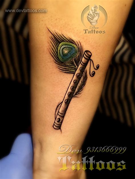 Flute And Peacock Feather Tattoo Flute Tattoo Peacock Feather Tattoo