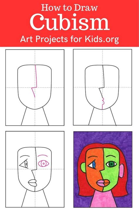 how to draw cubism art projects for kids - step by step instructions on ...