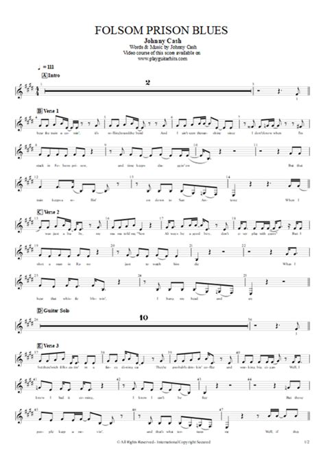 Folsom Prison Blues Tab By Johnny Cash Guitar Pro Acoustic Guitar By Geoffrey Chaurand For