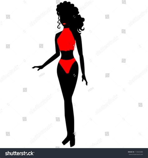 Silhouette Beautiful Girl Bikini Vector Illustration Stock Vector Royalty Free
