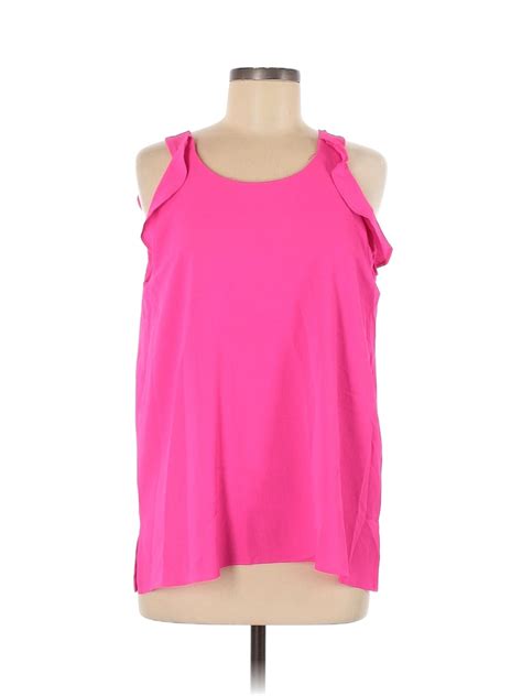 Umgee Polyester Solid Colored Pink Sleeveless Blouse Size M