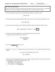 Acid Base Equilibria Worksheet Calculations And Relationships Course