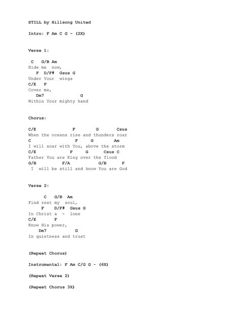 Still Hillsong Guitar Chords