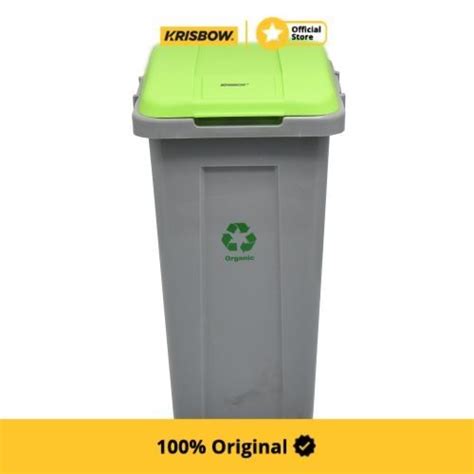 Krisbow Ltr Tempat Sampah Plastik Dengan Tutup Hijau Lazada