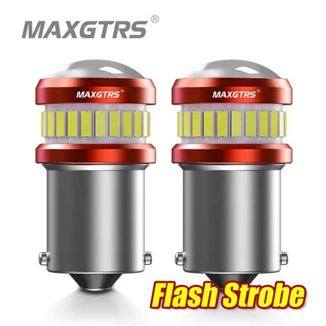 MAXGTRS 2x Strobe Flash P21W LED 1156 T20 7440 Turn Signal BA15S W21W