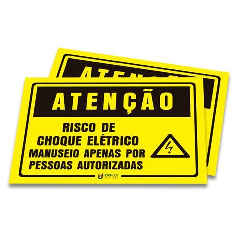 Placa Atenção Risco De Choque Elétrico Manuseio Apenas Por Pessoas