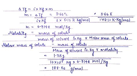 Solved A Sample Of An Organic Compound A Nonelectrolyte Weighing