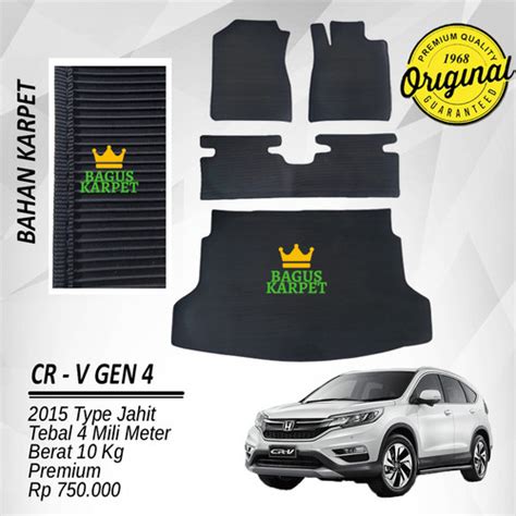 Jual Karpet Karet Mobil Honda Crv Gen Black Tipe Jahit Full