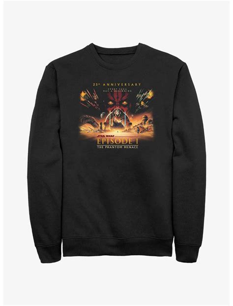 Star Wars Episode I The Phantom Menace Wide 25th Anniversary Poster Sweatshirt Black Hot Topic