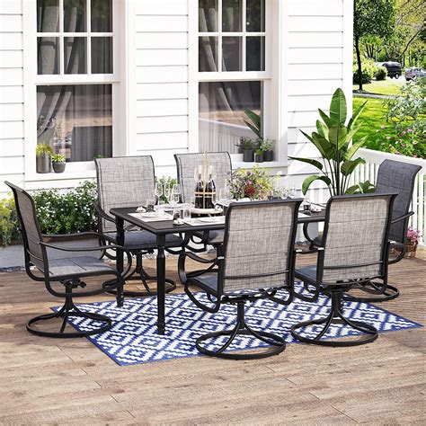 Durable 9 Piece Metal Outdoor Patio Dining Furniture Set 8 Sling Dining