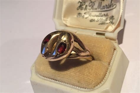 Vintage Snake Ring, Snake Ring, 9 Ct gold snake, Garnet Snake Ring ...