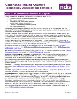 2020 2025 Form AU NDIS General Assistive Technology Assessment Template