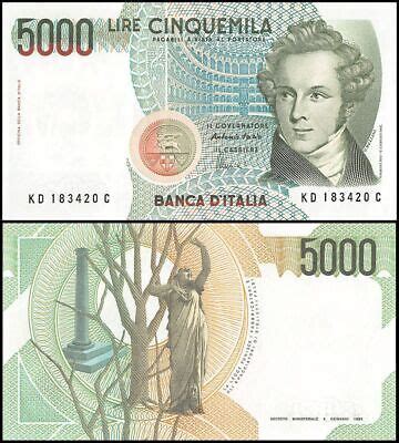 Italy 5000 Lire 1985 P 111c UNC EBay