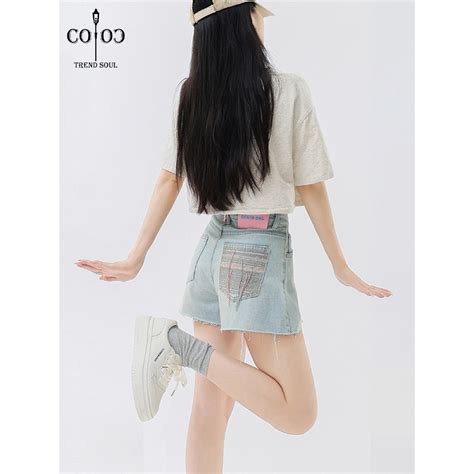 Jual Coco Trend Soul Celana Pendek Biru Muda Highwaist Celana Jeans