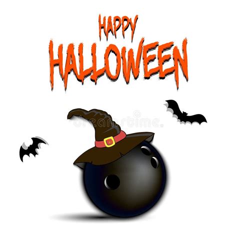 Bowling Ball With Witch Hat And Happy Hallowen Stock Vector