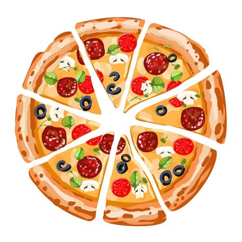 Fatias De Pizza Italiana Pepperoni Tomate E Ilustra O Vetorial De