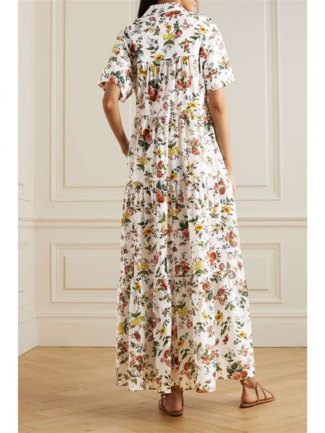 ERDEM Helena Floral Print Cotton Voile Maxi Shirt Dress NET A PORTER